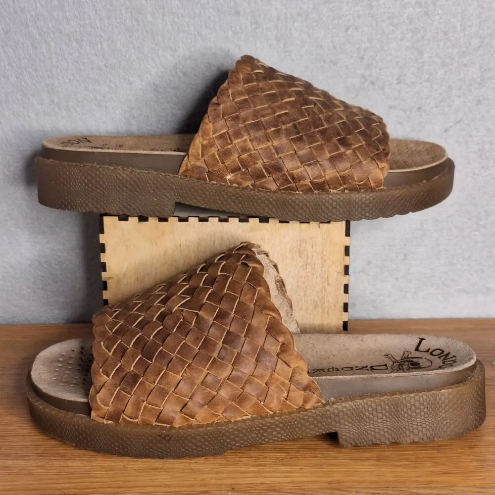 London Underground Vintage 90s Men’s UK 8 8.5 Wood Platform Sandals FLAW
